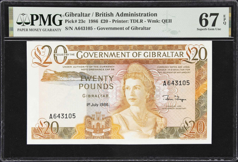 GIBRALTAR. Government of Gibraltar. 20 Pounds, 1.7.1986. P-23c. PMG Superb Gem U...