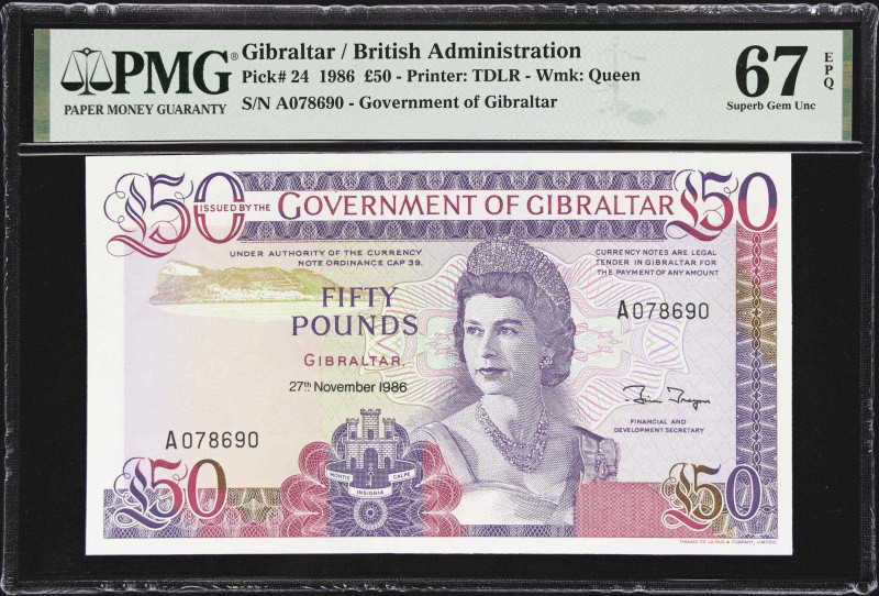 GIBRALTAR. Lot of (7). Government of Gibraltar. 50 Pounds, 1986. P-24. PMG Super...