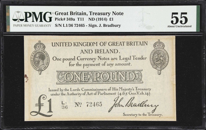 GREAT BRITAIN. Lords Commissioners of His Majesty's Treasury. 1 Pound, ND (1914)...