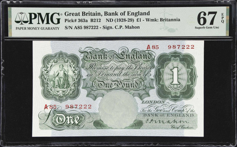 GREAT BRITAIN. Bank of England. 1 Pound, ND (1928-29). P-363a. B212. PMG Superb ...