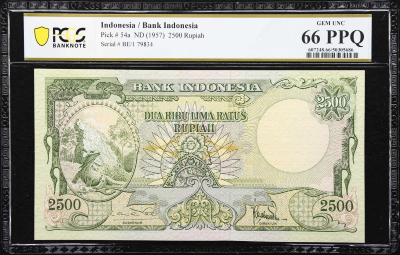 INDONESIA. Bank Indonesia. 2500 Rupiah, ND (1957). P-54a. PCGS Banknote Gem Unci...