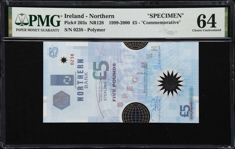 IRELAND, NORTHERN. Northern Bank. 5 Pounds, 8.10.1999. P-203s. NR128. Specimen. ...