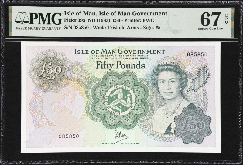 ISLE OF MAN. Lot of (3). Isle of Man Government. 50 Pounds, ND (1983). P-39a. Co...