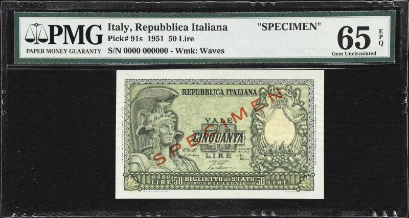 ITALY. Lot of (3). Repubblica Italiana. 50 & 100 Lire, 1951. P-91a, 91s & 92s. P...