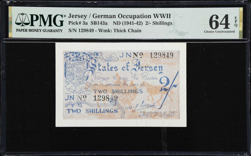 JERSEY. Treasury of the States of Jersey. 1, 2 Shillings & 6 Pence, ND (1941-42)...