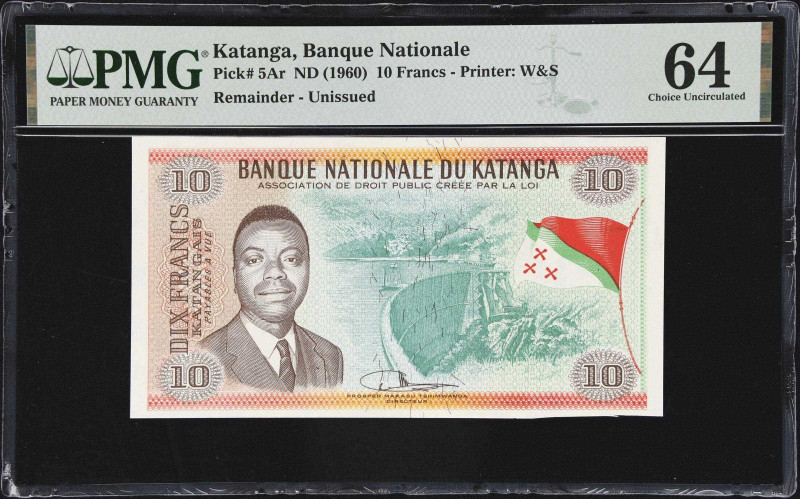 KATANGA. Lot of (2). Banque Nationale du Katanga. 10 Francs, ND (1960). P-5Ar & ...