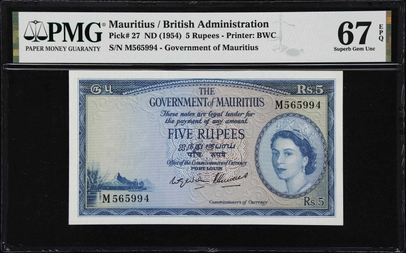 MAURITIUS. Government of Mauritius. 5 Rupees, ND (1954). P-27. PMG Superb Gem Un...