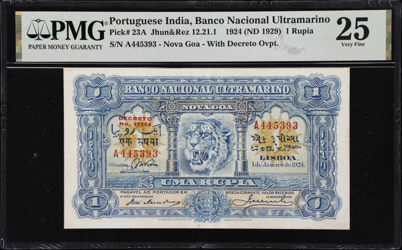 PORTUGUESE INDIA. Banco Nacional Ultramarino. 1 Rupia, 1.1.1924. P-23A. Jhun&Rez...