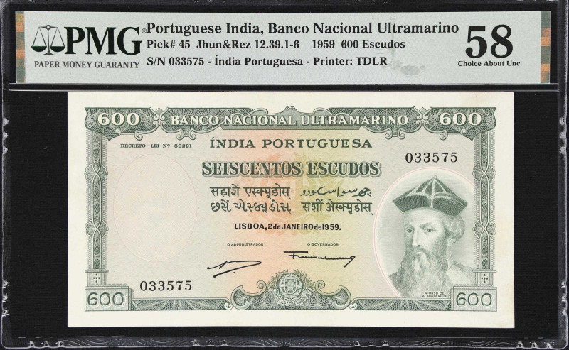 Portuguese India. Banco Nacional Ultramarino. 600 Escudos, 2.1.1959. P-45. Jhun&...