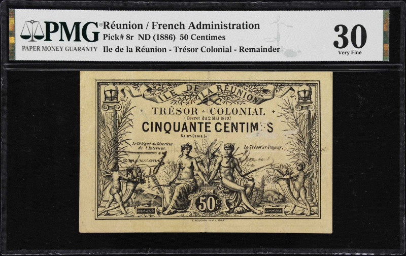 REUNION. Tresor Colonial. 50 Centimes, ND (1886). P-8r. Remainder. PMG Very Fine...