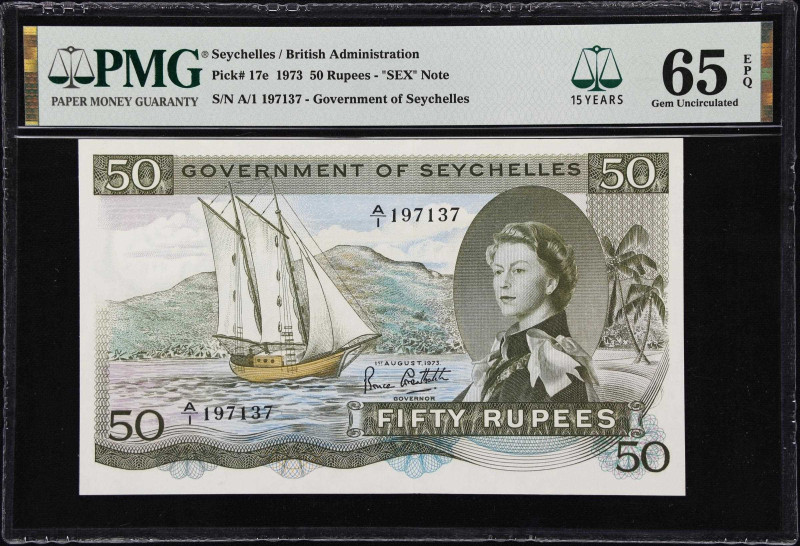 SEYCHELLES. Government of Seychelles. 50 Rupees, 1.8.1973. P-17e. PMG Gem Uncirc...