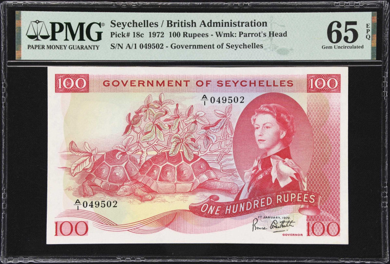 SEYCHELLES. Government of Seychelles. 100 Rupees, 1.1.1972. P-18c. PMG Gem Uncir...