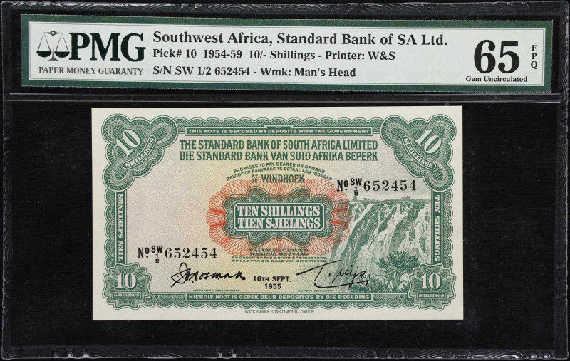 SOUTHWEST AFRICA. Standard Bank of South Africa Limited. 10 Shillings, 16.9.1955...