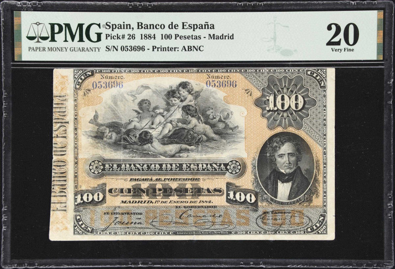 SPAIN. Banco de Espana. 100 Pesetas, 1.1.1884. P-26. PMG Very Fine 20.
Popular ...