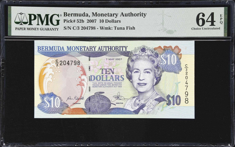 BERMUDA. Bermuda Monetary Authority. 10 Dollars, 7.5.2007. P-52b. PMG Choice Unc...