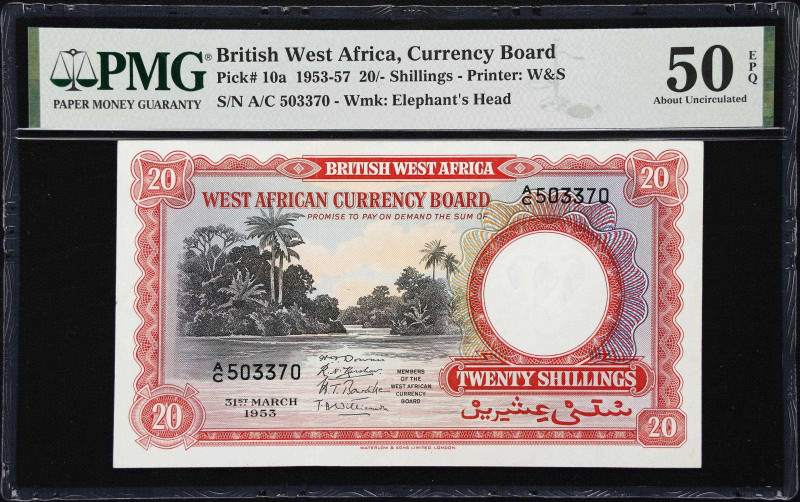 BRITISH WEST AFRICA. West African Currency Board. 20 Shillings, 31.3.1953. P-10a...