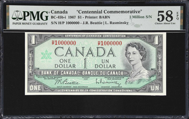 CANADA. Bank of Canada. 1 Dollar, 1967. BC-45b-i. Centennial Commemorative. 1 Mi...