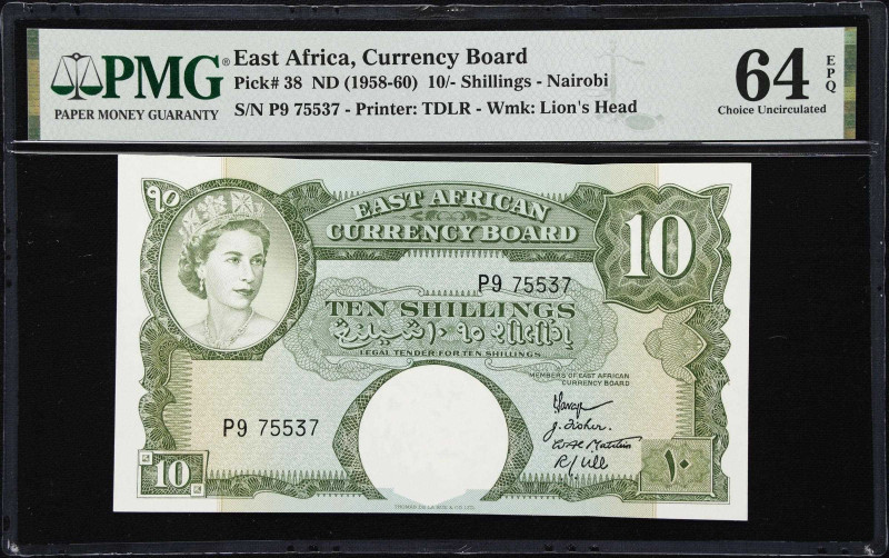 EAST AFRICA. East African Currency Board. 10 Shillings, ND (1958-60). P-38. PMG ...