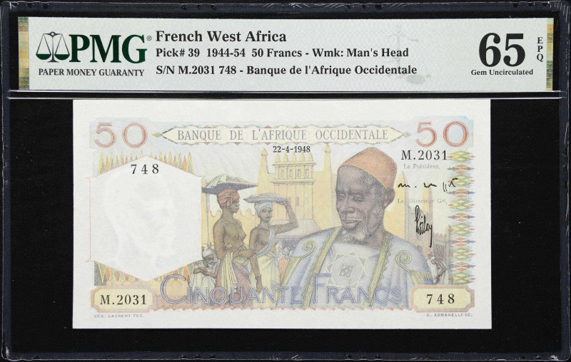 FRENCH WEST AFRICA. Banque de l'Afrique Occidentale. 50 Francs, 22.4.1948. P-39....