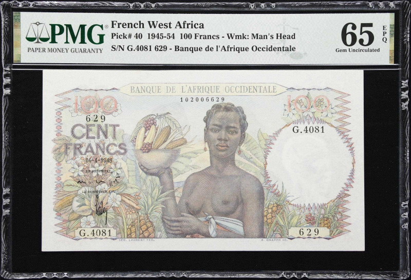 FRENCH WEST AFRICA. Banque de l'Afrique Occidentale. 100 Francs, 16.4.1948. P-40...