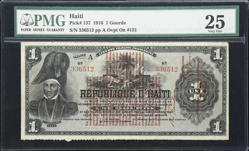 HAITI. Banque Nationale de la Republique d'Haiti. 1 Gourde, 1916. P-137. PMG Ver...