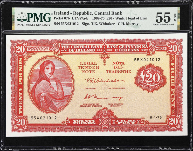 IRELAND. Central Bank of Ireland. 20 Pounds, 6.1.1975. P-67b. LTN57a-b. PMG Abou...