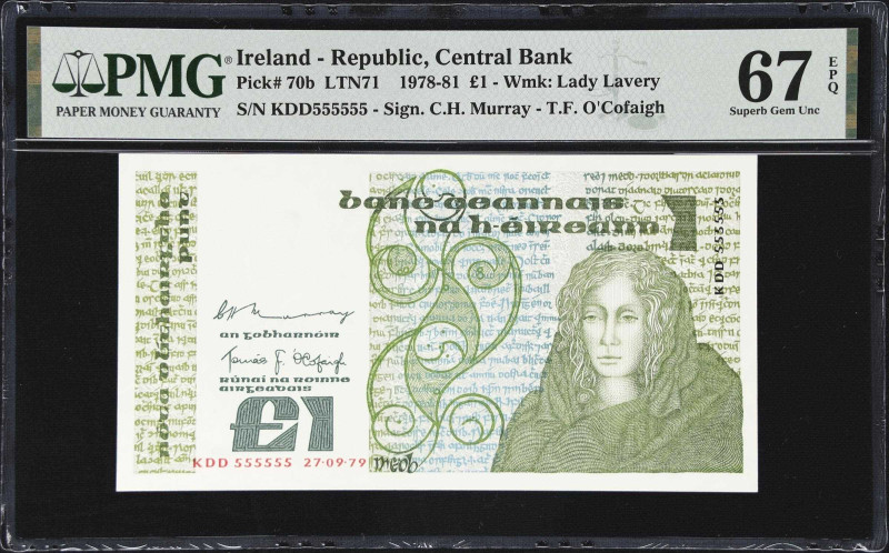 IRELAND. Central Bank of Ireland. 1 Pound, 27.9.1979. P-70b. LTN71. Solid #5s. P...