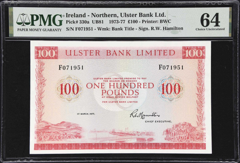 IRELAND, NORTHERN. Ulster Bank Limited. 100 Pounds, 1.3.1977. P-330a. UB81. PMG ...