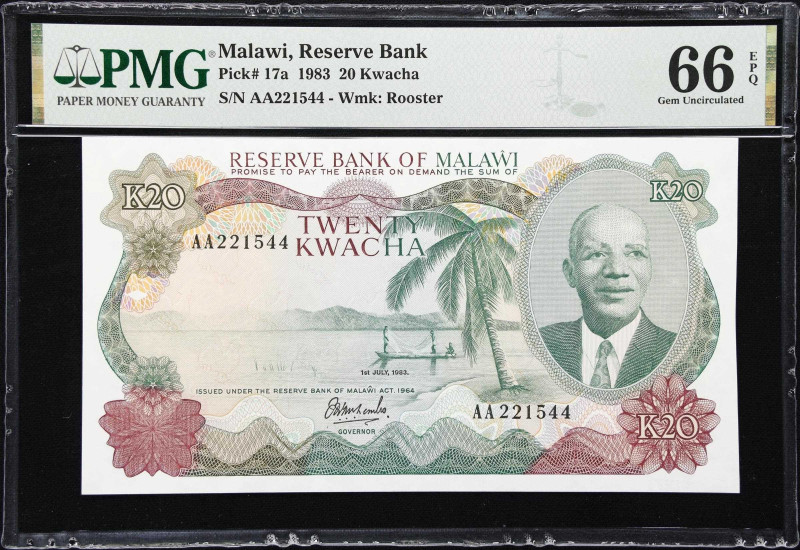 MALAWI. Reserve Bank of Malawi. 20 Kwacha, 1.7.1983. P-17a. PMG Gem Uncirculated...