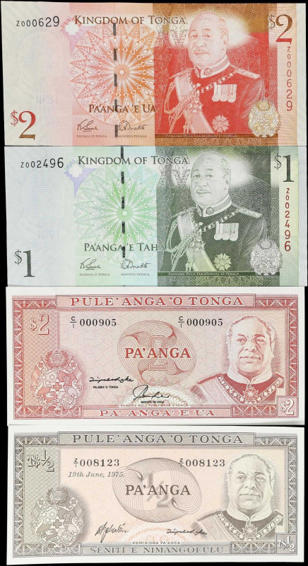 TONGA. Lot of (4). Government of Tonga & Kingdom of Tonga. 1/2, 1, & 2 Pa'anga, ...