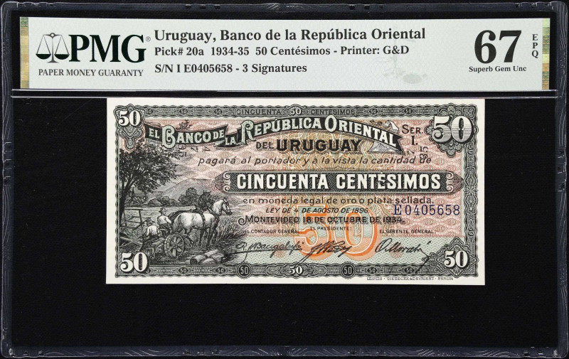 URUGUAY. Banco de la Republica Oriental del Uruguay. 50 Centesimos, 18.10.1934. ...