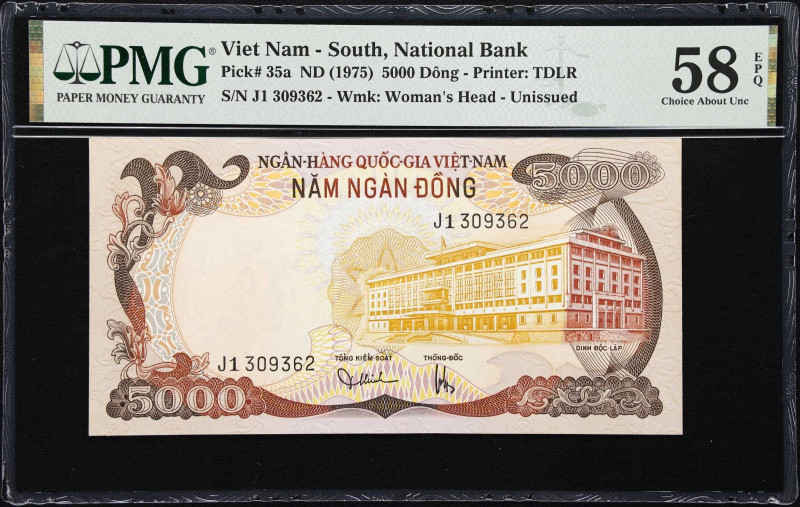 VIETNAM, SOUTH. Ngan Hang Quoc Gia Viet Nam. 5000 Dong, ND (1975). P-35a. PMG Ch...