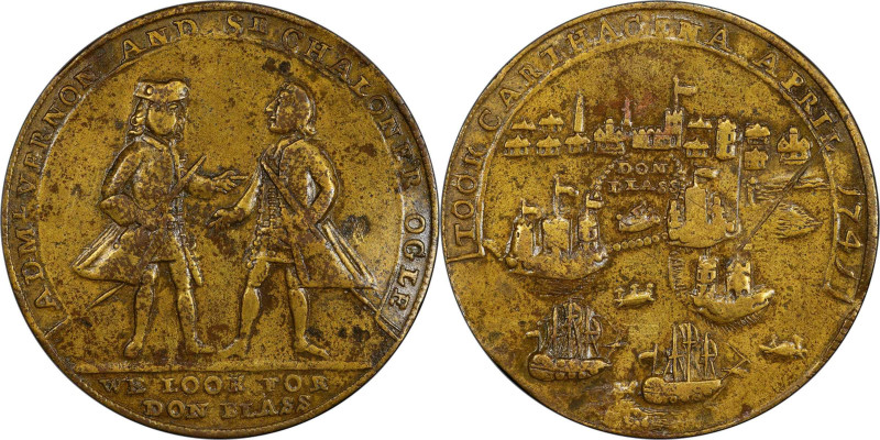 1741 Admiral Vernon Medal. Cartagena. Adams-Chao CAvo 4-F, M-G 225. Rarity-5. Pi...