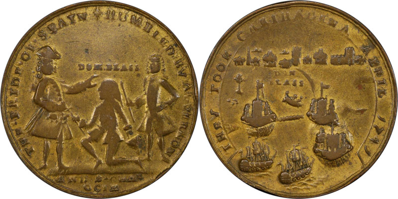 1741 Admiral Vernon Medal. Cartagena. Adams-Chao CAv1o 1-B, M-G 231. Rarity-5. P...