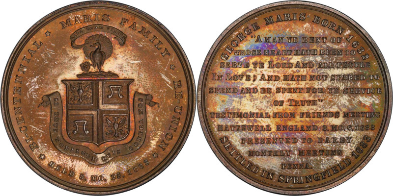 1883 Maris Family Bicentennial Medal. Julian CM-27. Bronze. MS-64 (PCGS).
38 mm...