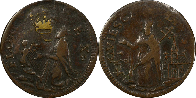 Undated (ca. 1652-1674) St. Patrick Farthing. Martin 3c.2-Fb.2, W-11500. Rarity-...