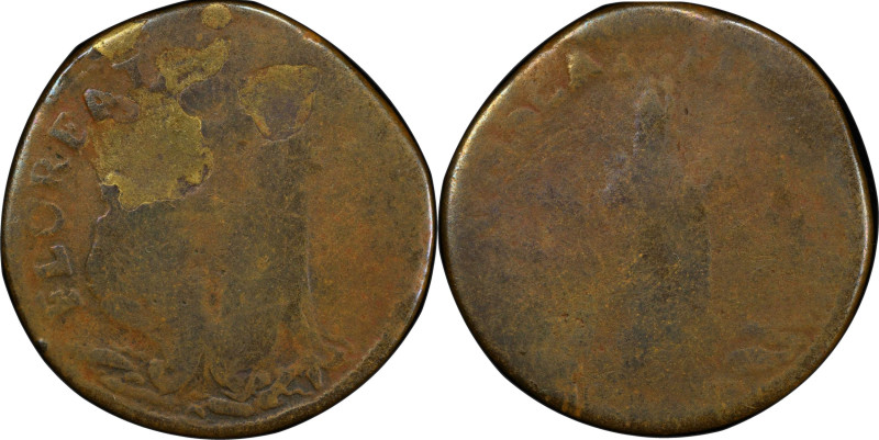 Undated (ca. 1652-1674) St. Patrick Farthing. Martin 3d.4-Fc.21, W-11500. Rarity...