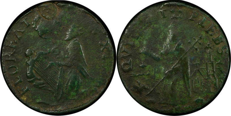 Undated (ca. 1652-1674) St. Patrick Farthing. Martin 4d.1-Gg.1, W-11500. Rarity-...