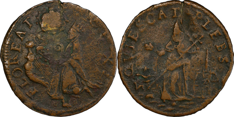 Undated (ca. 1652-1674) St. Patrick Farthing. Martin 6b.1-Ba.8, W-11500. Rarity-...