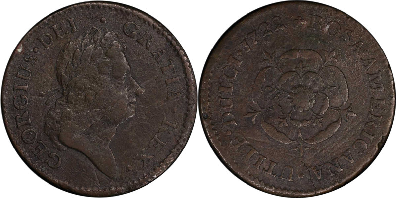 1722 Rosa Americana Penny. Martin 2.9-C.3, W-1264. Rarity-4. UTILE DULCI. VF Det...