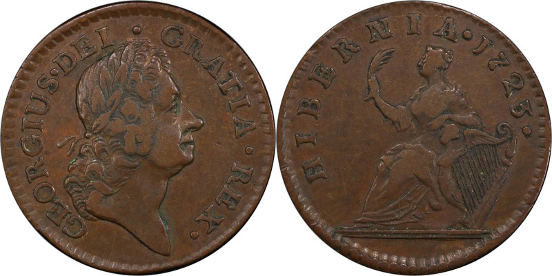 1723 Wood's Hibernia Farthing. Martin 3.12-Bd.2, W-12550. Rarity-5. DEI. GRATIA....