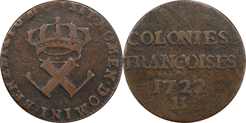 1722/1-H Sou, or 9 Deniers. La Rochelle Mint. Martin 2.25-C.6, W-11835. Rarity-4...