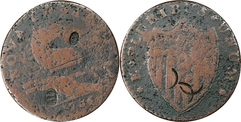 1786 New Jersey Copper. Maris 15-T, W-4825. Rarity-3. Straight Plow Beam, Leanin...