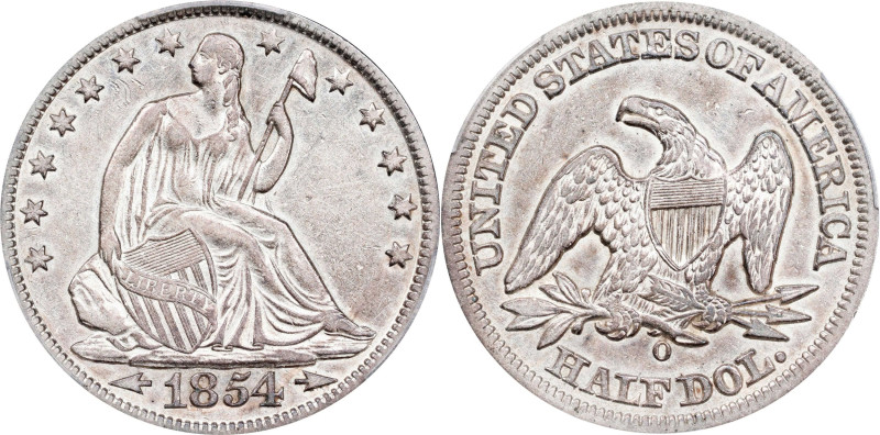 1854-O Liberty Seated Half Dollar. Arrows. WB-57. Rarity-3. AU Details--Cleaned ...