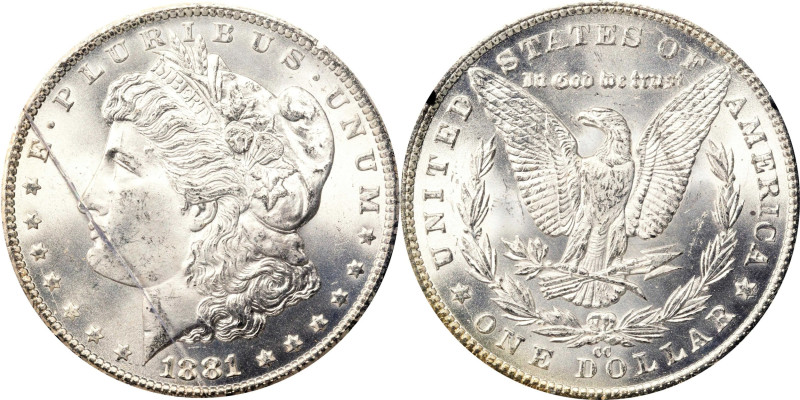 1881-CC GSA Morgan Silver Dollar. MS-65 (NGC).
The original box and card are no...