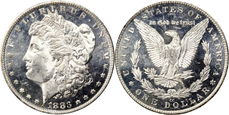 1883-CC GSA Morgan Silver Dollar. MS-63 (NGC).
The original box and card are no...