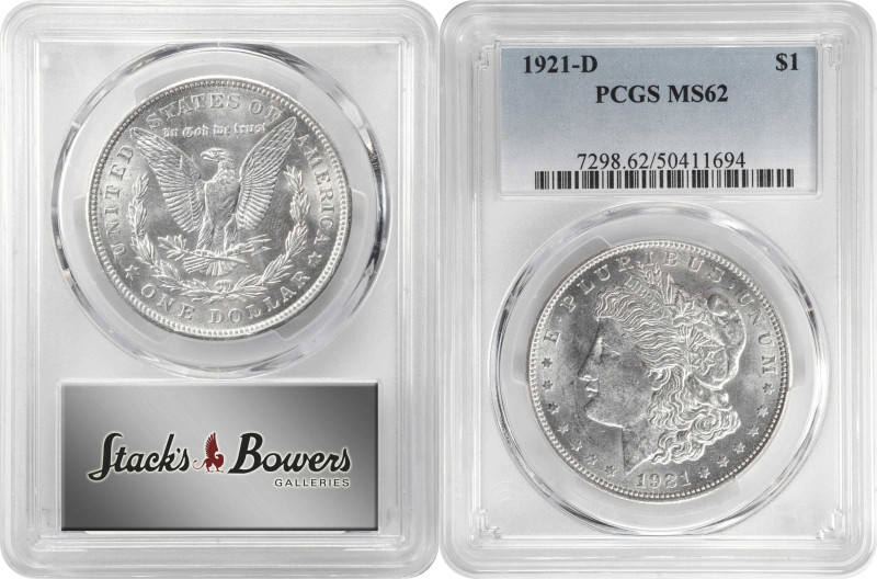 Lot of (2) 1921-D Morgan Silver Dollars. MS-62 (PCGS).
PCGS# 7298.

Estimate:...