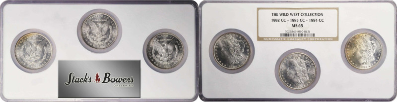 Set of (3) Carson City Mint Morgan Silver Dollars. MS-65 (NGC). The Wild West Co...