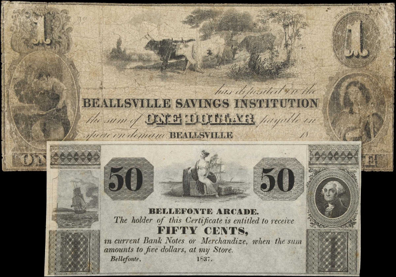 Lot of (2) Beallsville & Bellefonte, Pennsylvania. Beallsville Savings Instituti...