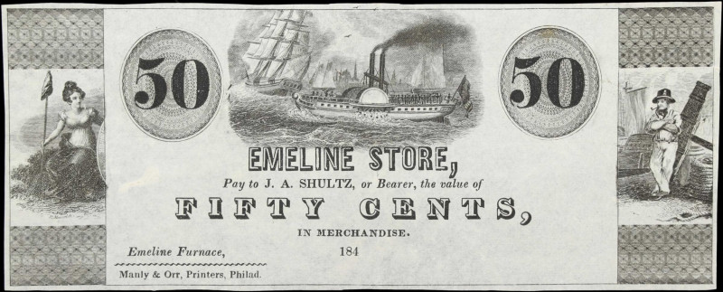 Emeline Furnace, Pennsylvania. Emeline Store. 184x 50 Cents. About Uncirculated....